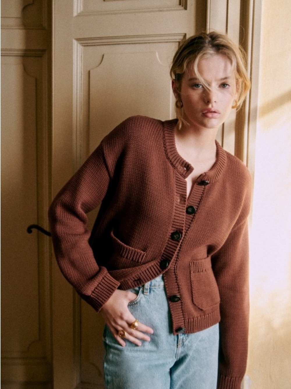 NWT Sezane TITOUAN CARDIGAN -Chocolate